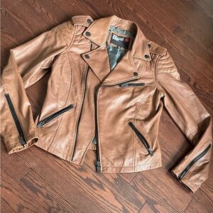 William Rast Brown Leather Moto Jacket buttery soft ladies medium